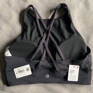 Lululemon Women's Energy High Neck Long Line Sports Bra Black Sz 10